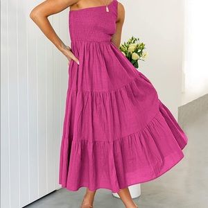 Amazon Blogger Fav - Boho One Shoulder Sleeveless Smocked Flowy Tiered Dress